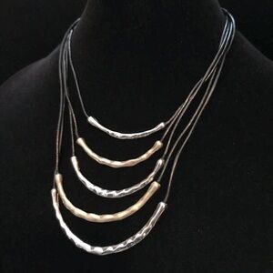 Chico's Silver & Gold Tone Multi Strand  Necklace